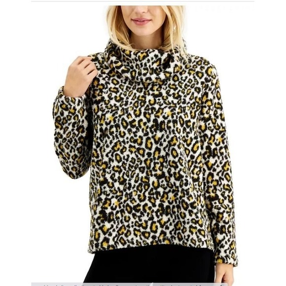 Women's Winter Sweater Size Small Cowlneck Animal Print Sweater by Style & Co - Picture 1 of 8